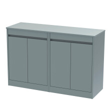 Chartley Contemporary Floor Standing 4 Door Vanity Unit with Laminate Worktop, 1200mm, Coastal Grey