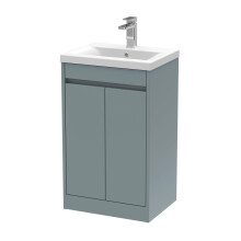 Chartley Contemporary Floor Standing 2 Door Vanity Basin Unit, Mid-Edge Basin, 500mm, Coastal Grey