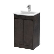 Chartley Contemporary Floor Standing 2 Door Vanity Basin Unit, Curved Basin, 500mm, Metallic Slate