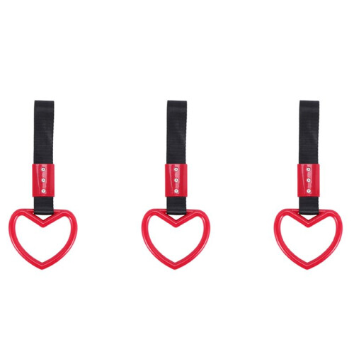 3X Heart Jdm Tsurikawa Ring for Subway Train Bus Handle Strap Charm Drift Universal