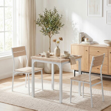 HOMCOM 3 Pcs Compact Dining Table 2 Chairs Set, Oak Wood Effect