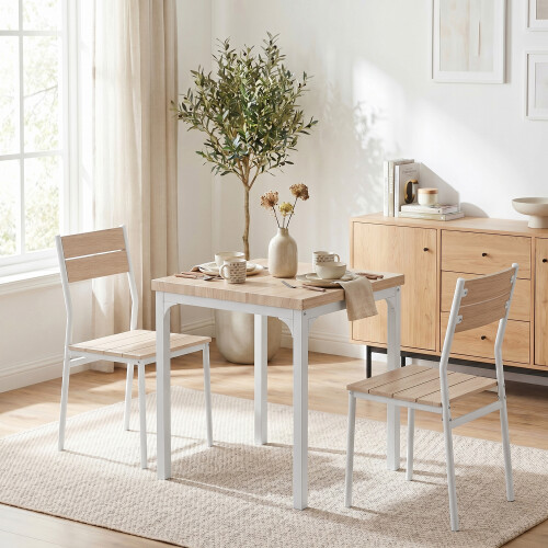 Homcom HOMCOM 3 Pcs Compact Dining Table 2 Chairs Set, Oak Wood Effect