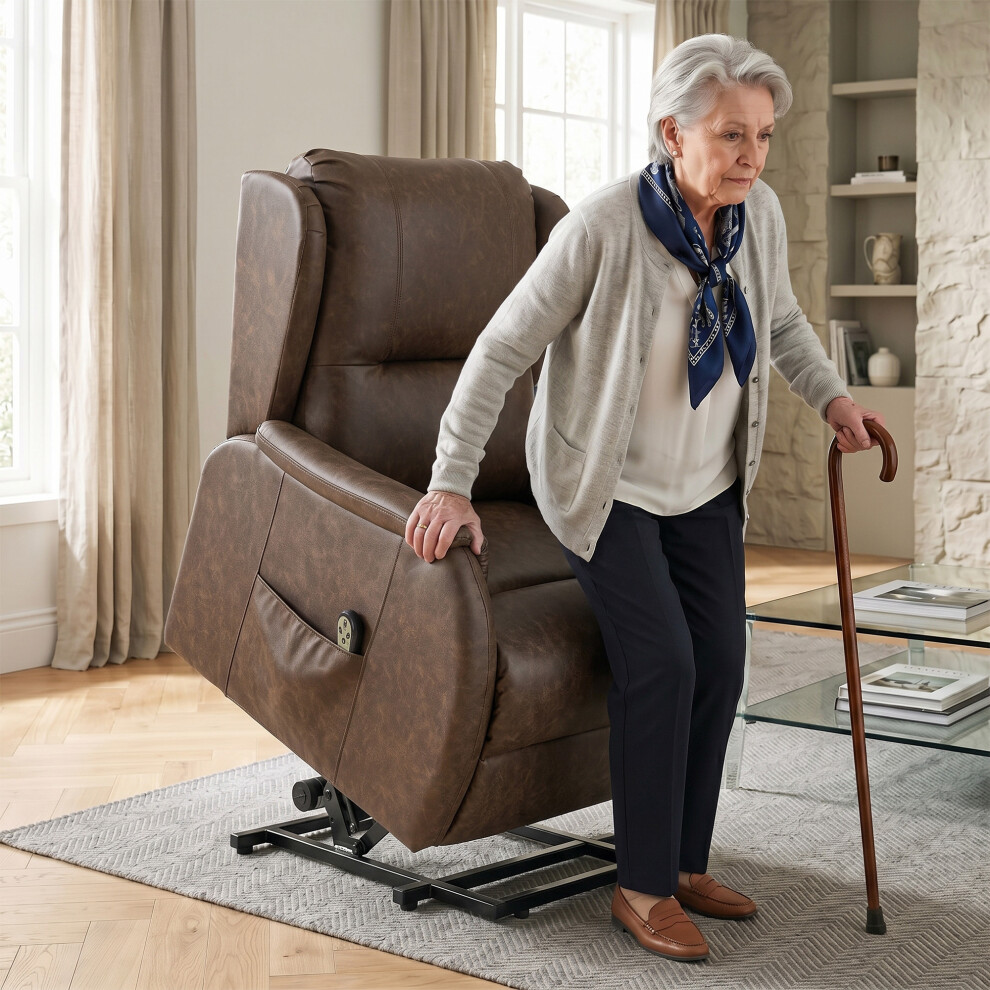 Homcom Power Lift Recliner Chair Dual Motor, Brown