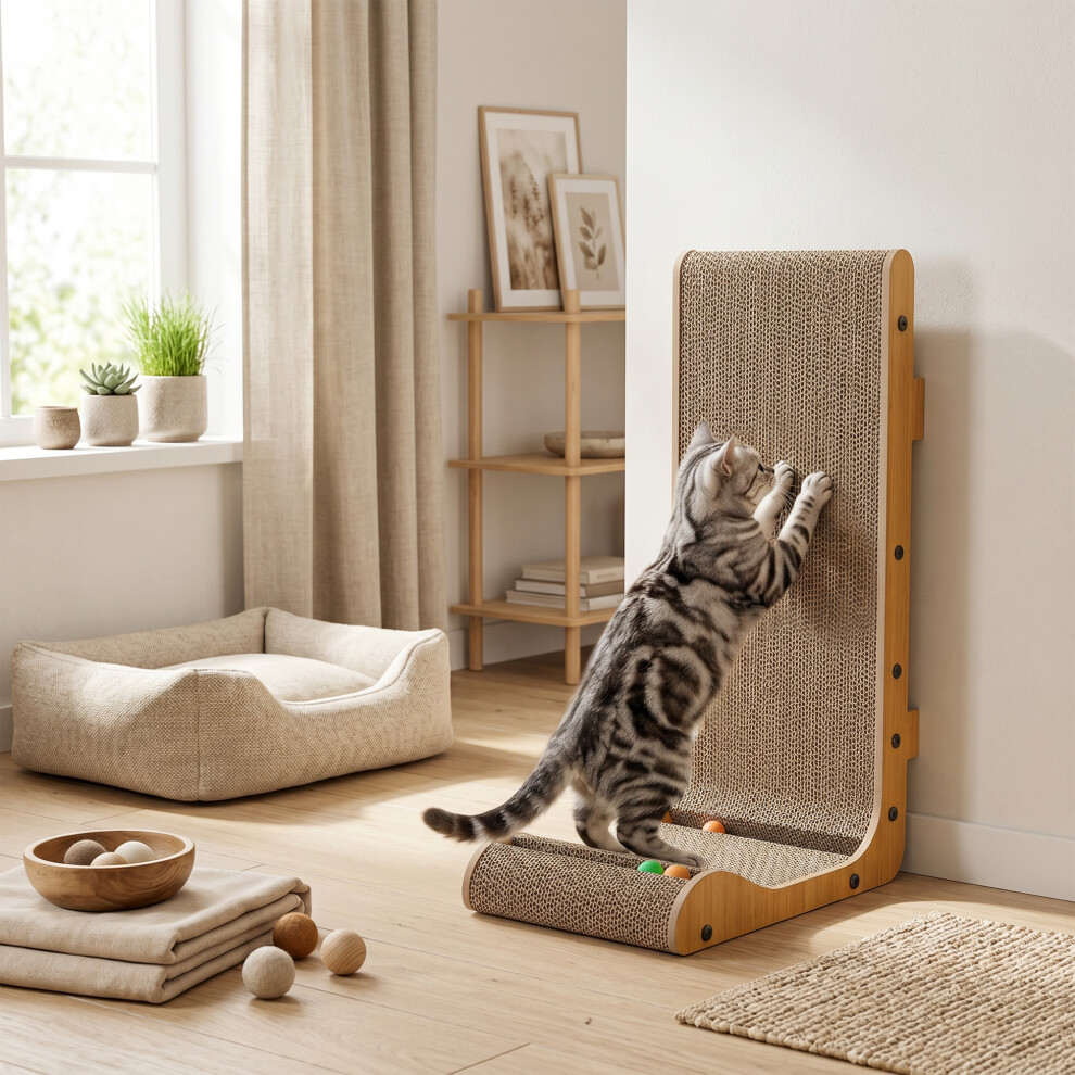 Pawhut Cat Scratching Board Wall Mounted 57.5H Cm Brown