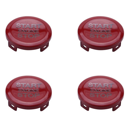 4X ABS Car Engine Start Stop  Button Cover Trim for  Giulia Stelvio 2017 2018 (Red)