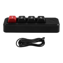 RGB Mekaniskt Speltangentbord - Makroprogrammerbart 4 Tangenter, Ergonomisk Trådbunden Design för PC/Stationära Spelare 816B 4 Tangenter Svart