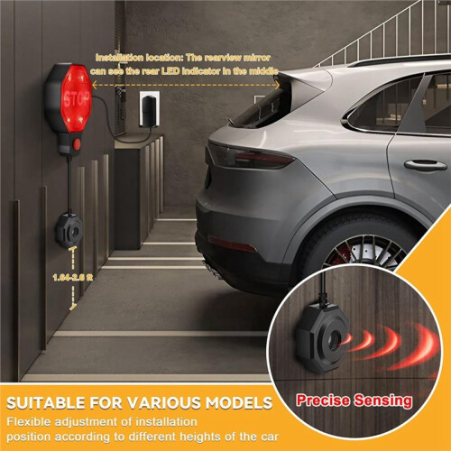 Adjustable Garage Parking Sensor Aid with LED Indicators, Parking Assist Sensor with Dual Power Options US Plug 2
