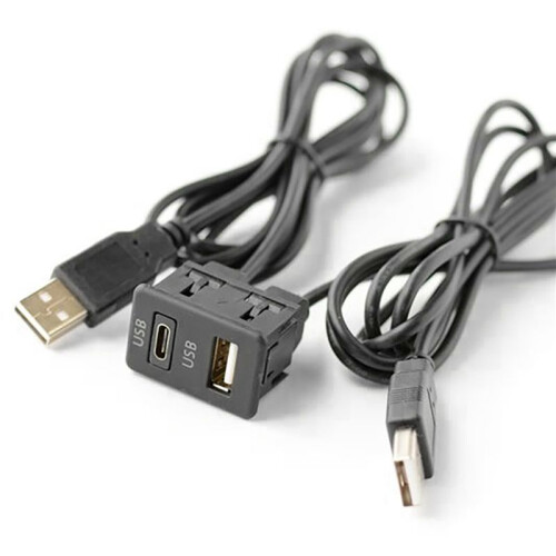 2 Pcs 150CM Car Dash Flush Mount 2 USB Port Panel Auto Boat Dual USB-TAPYC Extension Cable Adapter for 1