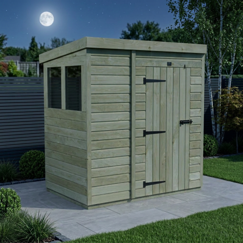 7 x 4 Pent Shed Tanalised (Single Door, With Windows) 2