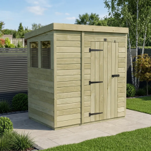 7 x 4 Pent Shed Tanalised (Single Door, With Windows)