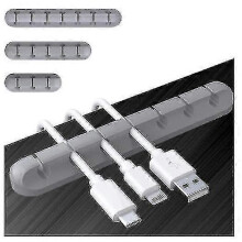 (Gray) 3pcs/set Usb Cable Holder Cable Clips Desktop Data Cable Organizer Cable Management Usb Cable Holder Clips