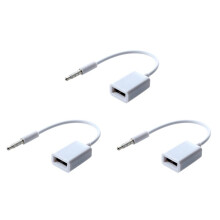 3X Car MP3 3.5mm Male AUX Audio Plug Jack to USB 2.0 Female Converter Cable Cord White