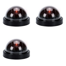 3X Câmera Domo de Vigilância Falsa com LED Piscante e Aparência Realista para Sistema de Segurança Antirroubo Residencial e Comercial