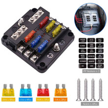 6X 6-Way Waterproof Fuse Block,with LED Indicator 12 Circuits with Negative Marine Fuse Box for 12/24V Car RV Truck