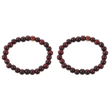 2X Buddhist Bracciale da Polso con Cordino Elastico Perline In Legno Marrone Scuro per Unisex