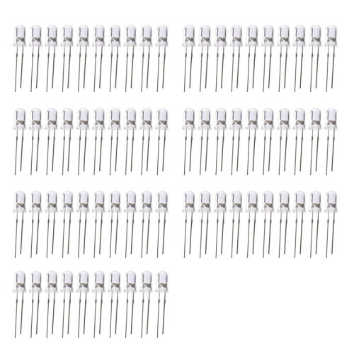 LED Bright Light Lamp Emitting Diode, 70 Piece,  3V-6V, 5 mm, White