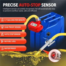 Rechargeable Fuel Transfer Pump with Auto-Stop & Leak Protection,2.7 GPM Automatic Gas Can Pump with 72" Extra Long Hose