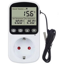 Temperature Controller Socket Digital Thermostat with Timer Sensor Probe Outlet Heating Cooling 16A EU Plug