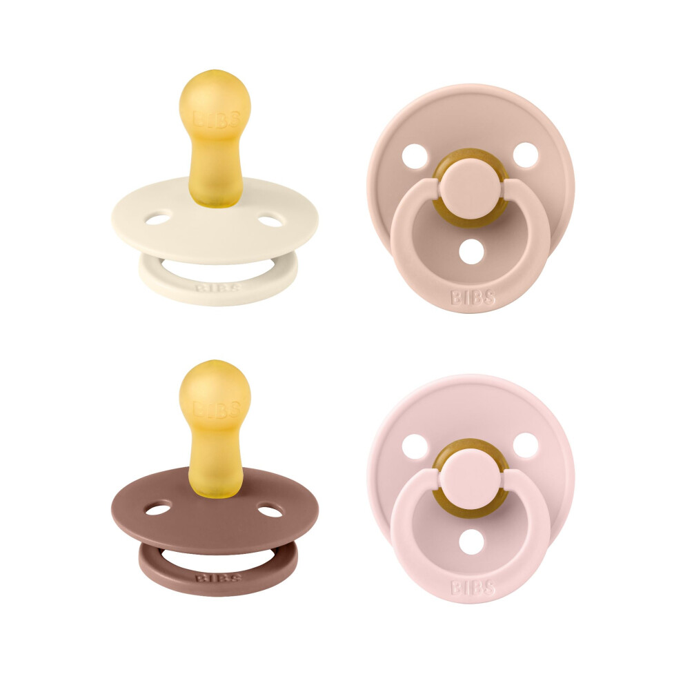 Bibs Dummies Colour 4-Pack, Bpa Free Dummy Pacifier, Round Nipple Soothers, Natu
