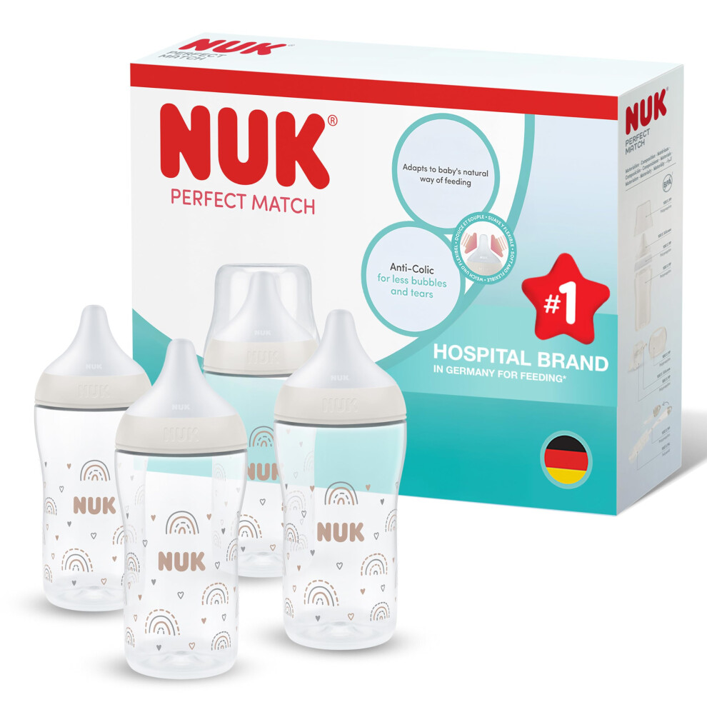 Nuk Perfect Match Baby Bottle | 3+ Months | 260Ml | Anti Colic Feeding Bottle |
