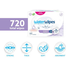 WaterWipes Sensitive Soothing Wipes 720 Count 12 Packs 3In1 Cleans Car
