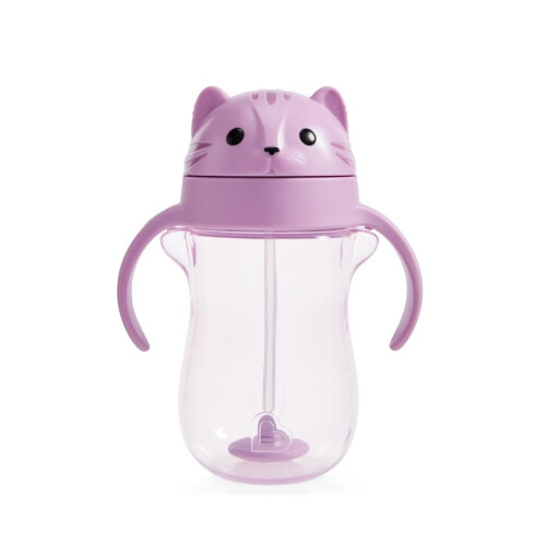 Munchkin Munchkin Any Angle Spill Proof Weighted Straw Trainer Cup| Cat Design