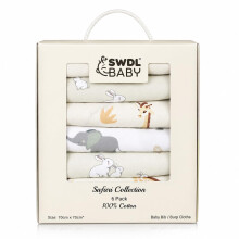 SWDL Muslin Cloths for Baby - 100% Cotton Muslin Squares (Pack of 6, 70 x 70 cm) | Soft, Absorbent & Breathable | Perfect as Baby Bibs & Burp Cloths