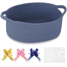COMSE Small Woven Basket with Gift Bags and Ribbons, Gift Basket Empty, Nursery