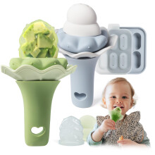 Moonkie Baby Fruit Feeder with Freezer Tray | BPA Free Silicone Baby Food Feeder