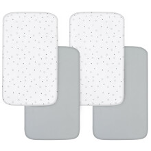 Next To Me Crib Sheets 83x50cm Fitted 4 Pack–Ultra Soft, Grey & White Star