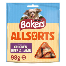 BAKERS Allsorts Chicken, Beef and Lamb Dog Treats 98g (Pack of 6)
