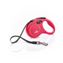 flexi Classic S | 5 m retractable tape leash for small dogs up to 15 kg | Red |