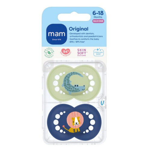 MAM MAM Original Soothers | 6-18 Months | 2 Pack | Comes in Dummy Steriliser Case | 1