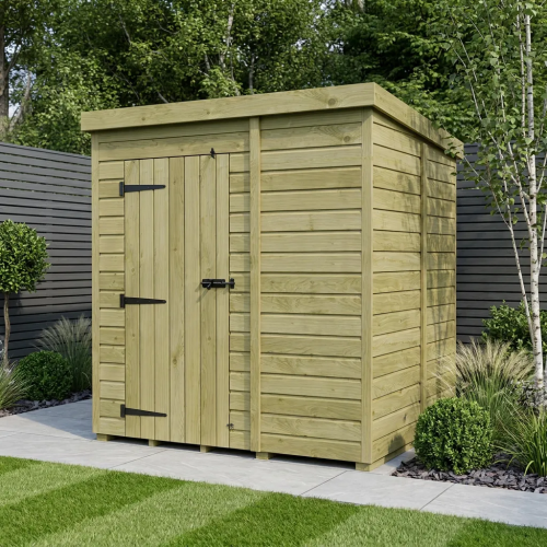 6 x 5 Pent Shed Tanalised (Single Door, No Windows)