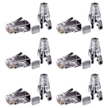 300Pcs Cat6 RJ45 Connector UTP Cable Ethernet Jack 8P8C Network CAT 6 Modular Plugs with 6.5mm RJ45 Caps