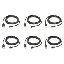 6pcs 1.8m USB B Type 5pin Male 90 Degree Left Angled to USB 2.0 Male Data Cable Black Color