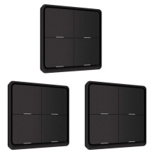 3X 4 Gang for Tuya ZigBee Wireless 12 Scene , Push Button Controller Battery Powered Automation Scenario, Black