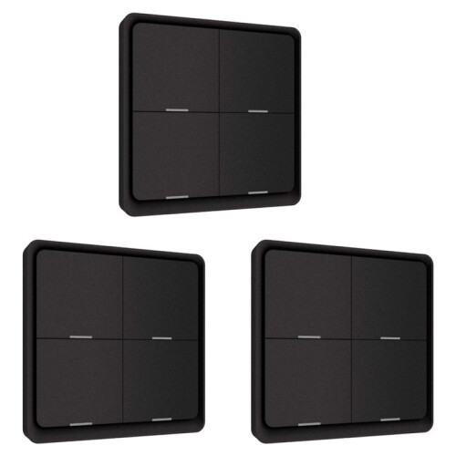 3X 4 Gang for Tuya ZigBee Wireless 12 Scene , Push Button Controller Battery Powered Automation Scenario, Black
