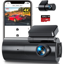 GKU 4K Dash Cam Front and Rear, 5GHz WiFi Dashcam with 64GB SD Card, Dual Car Camera Dash Cam with Parking Monitor, Night Vision