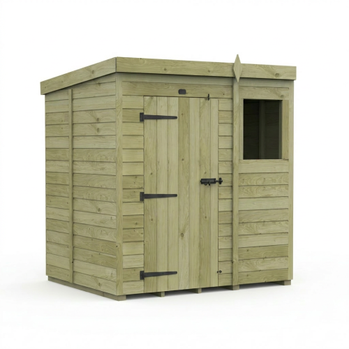 6 x 5 Pent Shed Tanalised (Single Door, With Windows) 1