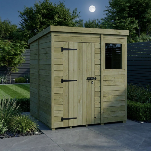 6 x 5 Pent Shed Tanalised (Single Door, With Windows) 2