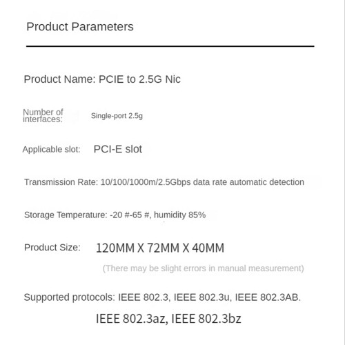 2.5Gbps Gigabit Network Adapter PCI-E 2.5G Network Card RJ45 LAN Controller Card RTL8125B Chip Network Card 2