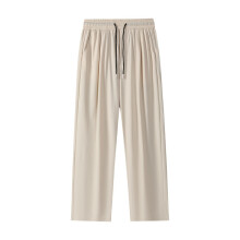 (Apricot,M)Mens Youth Fashion Wideleg Pants With High Elasticity And Trousers Summer For