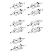 10pcs Universal Chrome Fuel Petrol Crude Oil Engine Inline Filter 5/16 Inch 8mm Silver for Motorcycles