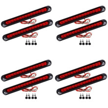 8Pcs 10Inch 15 LED Trailer Light LED Stop Turn Tail Light Third Brake Bar Strip for Heavy Duty Boats Trucks Red