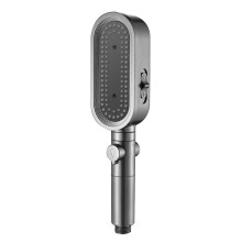(Shower Head, Grey) Handheld Filtered Large Shower Head, One Press Water Stop Function Showerhead, for Hotel Shower Room