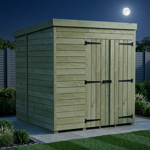 6 x 6 Pent Shed Tanalised (Double Door, No Windows) 2