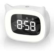 Kinderwekker, educatieve kinderwekker, schattig kattennachtlampje, nachtlampje met snooze-functie, automatische tijdsaanduiding