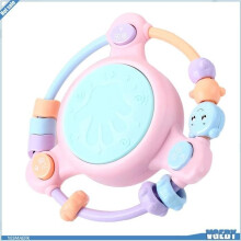 Ashata Baby Muziekinstrument Speelgoed, Zacht Geluid Multifunctioneel Walkie-Talkie Spel, Roze Kralen Trommel