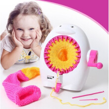 DIY Knitting Machine for Hats, Scarves, and More - Toy Gift Set with 2 Yarns, Needles, and Accessories for Children
